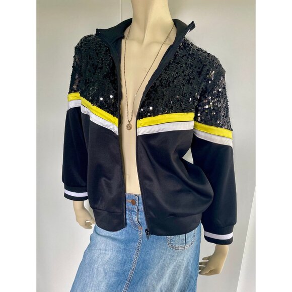 Vintage Track Jacket, Size M, Sequins Chevron Stripes Jacket, Fancy Athleisure - Picture 7 of 9